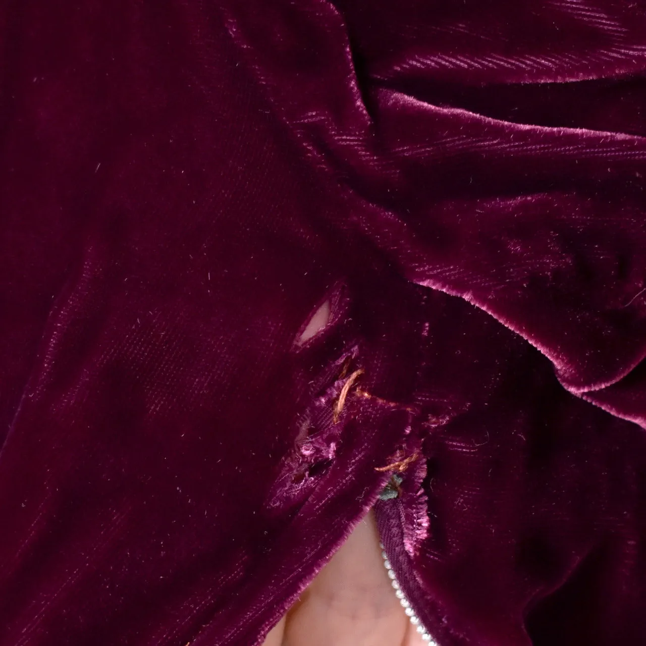 1930s Plum Silk Velvet Maxi Dress