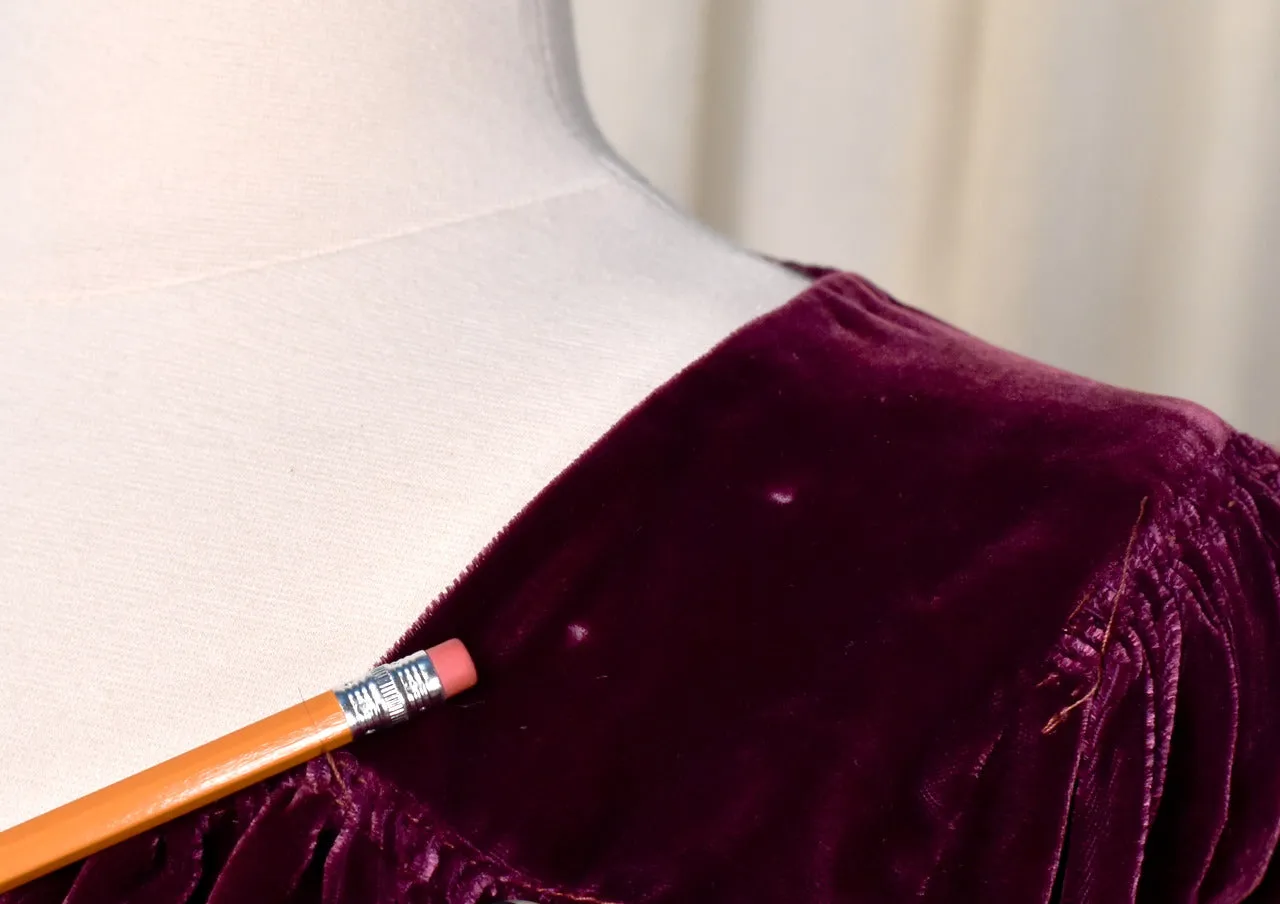 1930s Plum Silk Velvet Maxi Dress