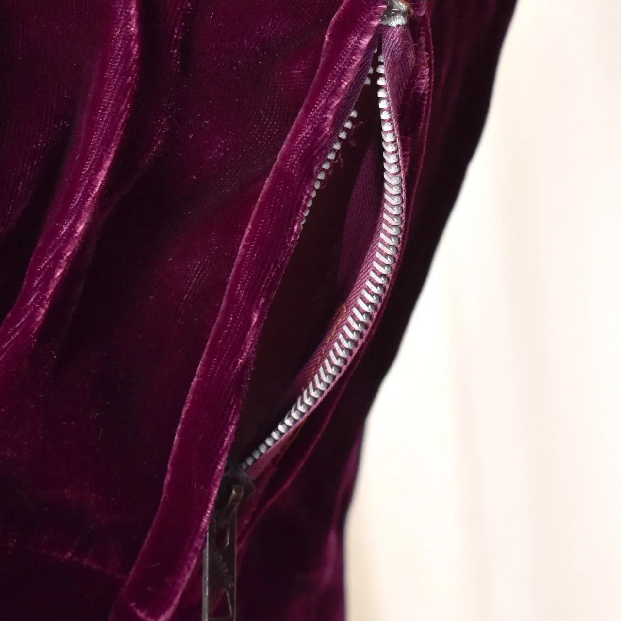 1930s Plum Silk Velvet Maxi Dress