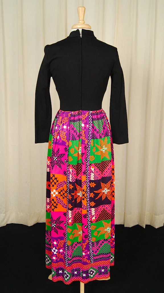 1960s Cross Stitch Maxi Dress