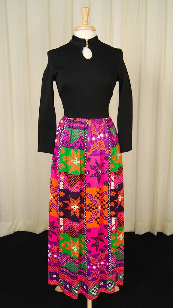 1960s Cross Stitch Maxi Dress