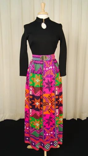1960s Cross Stitch Maxi Dress
