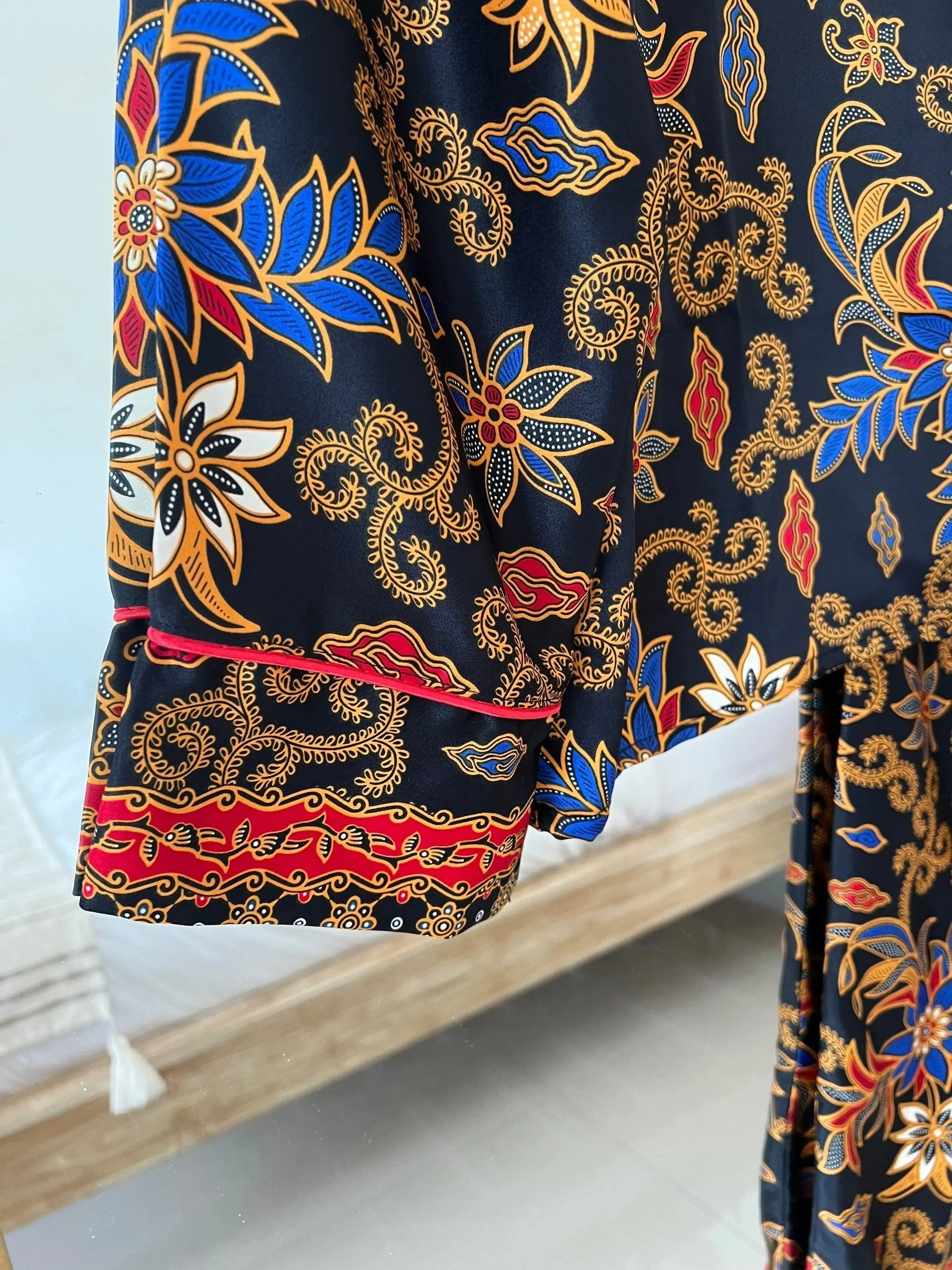 Black Colourful Long Pyjama Set