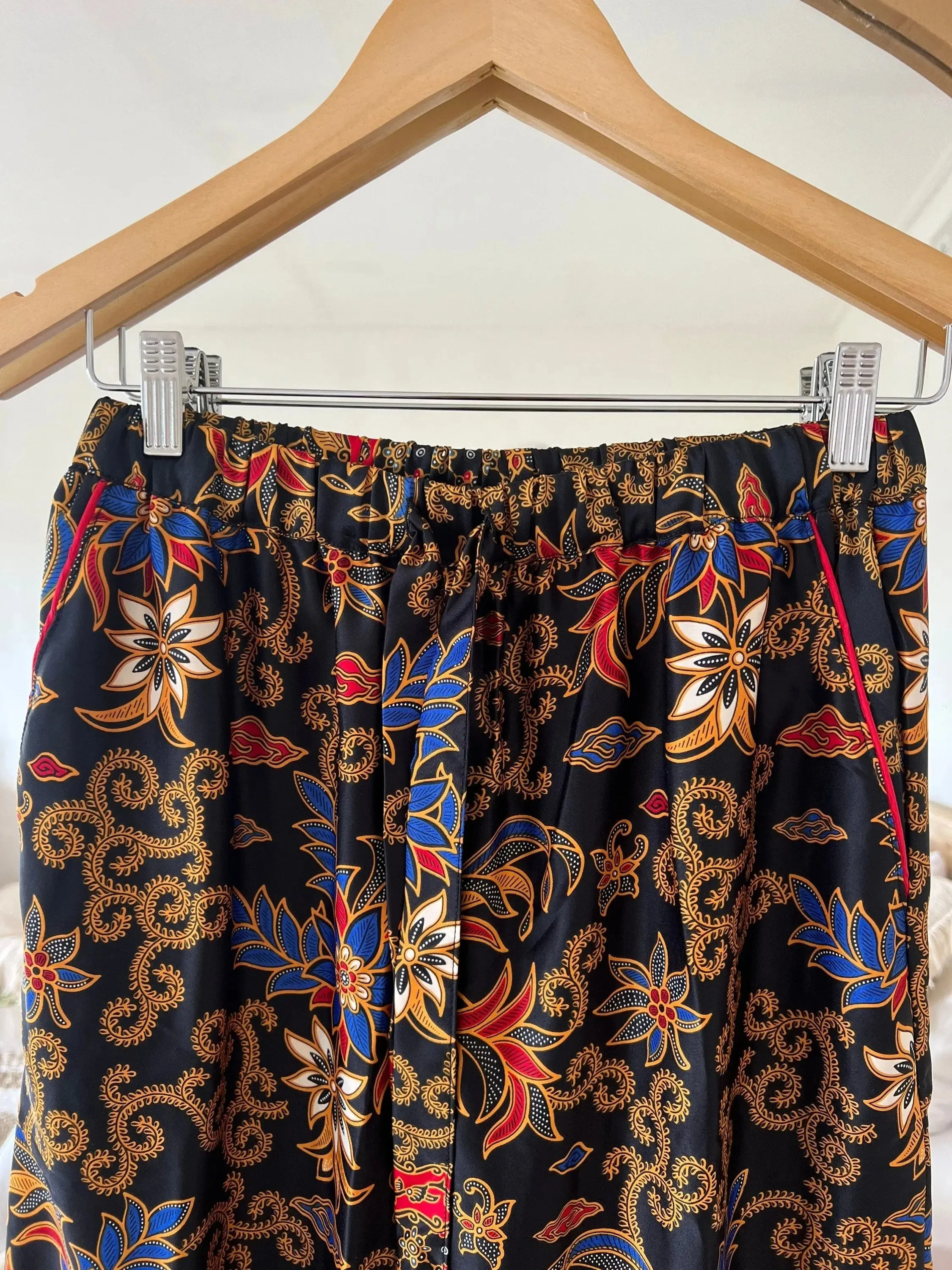 Black Colourful Long Pyjama Set