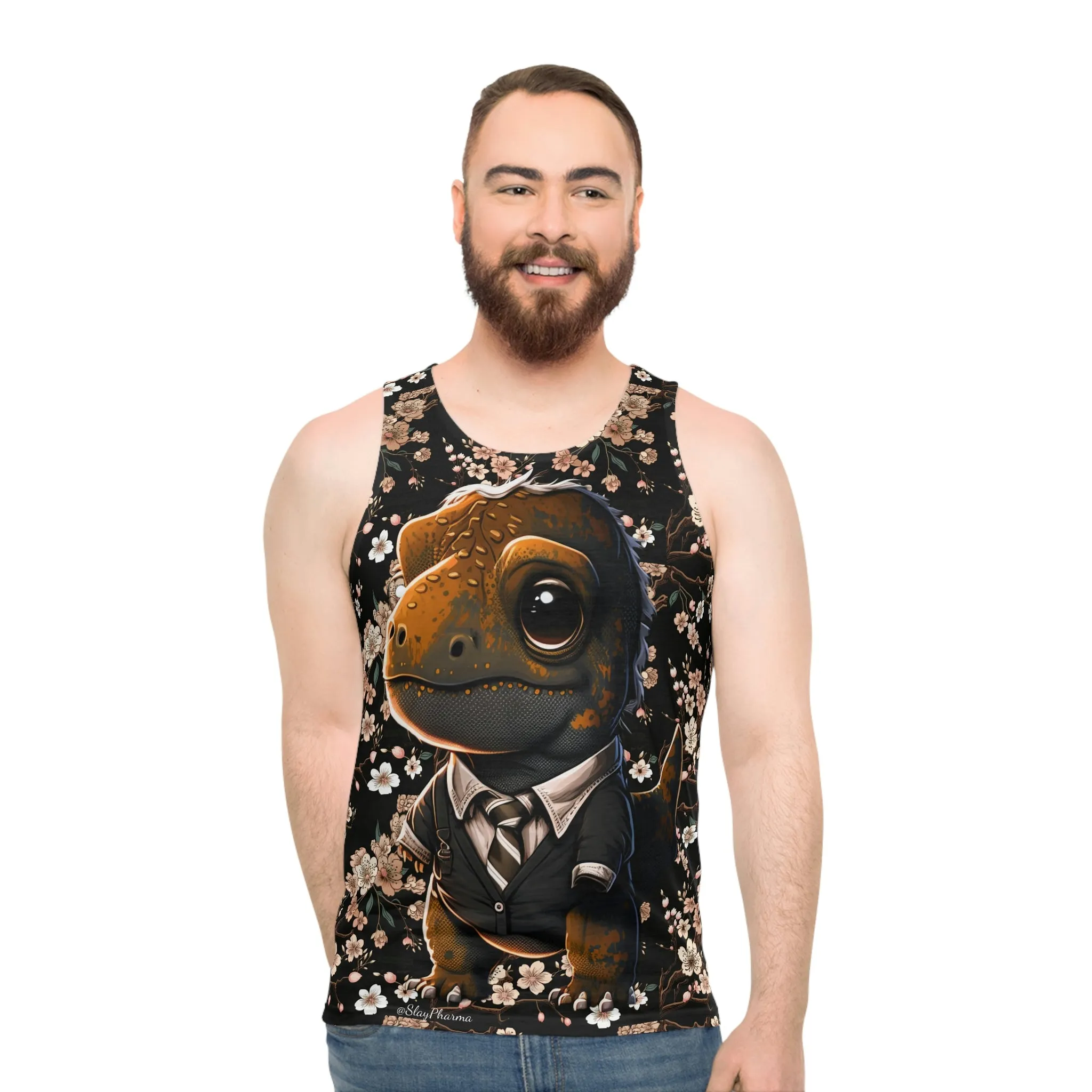 Business Dinosaur Cherry Blossom Tank Top #2