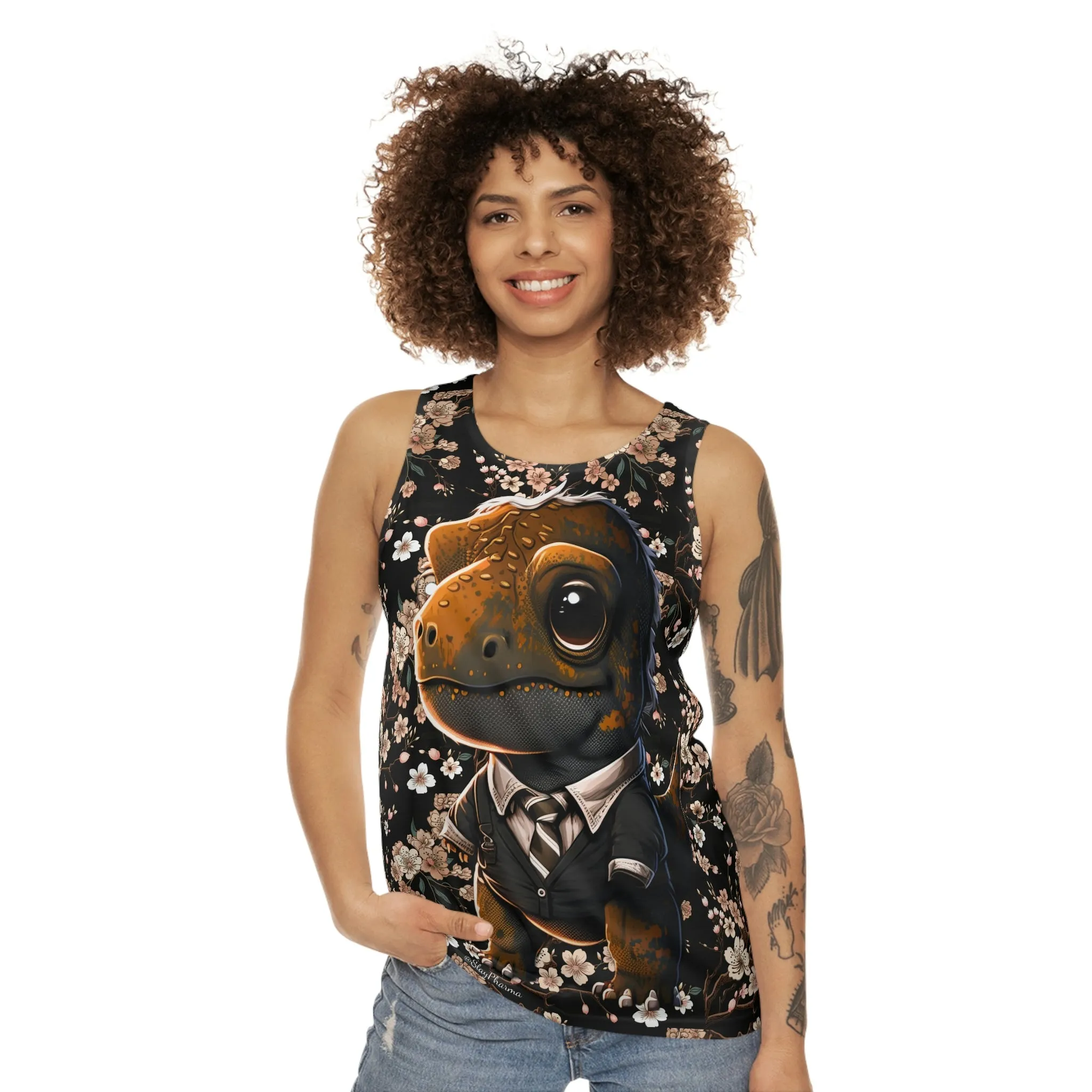 Business Dinosaur Cherry Blossom Tank Top #2
