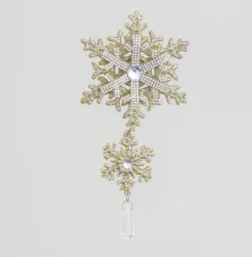 Double snowflake glitzy hanging dec
