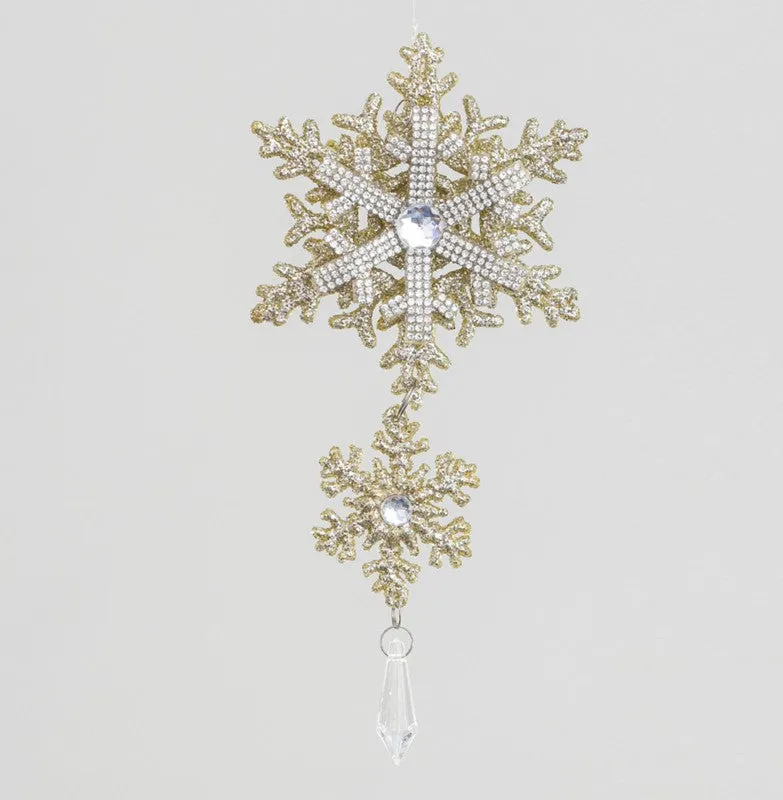 Double snowflake glitzy hanging dec