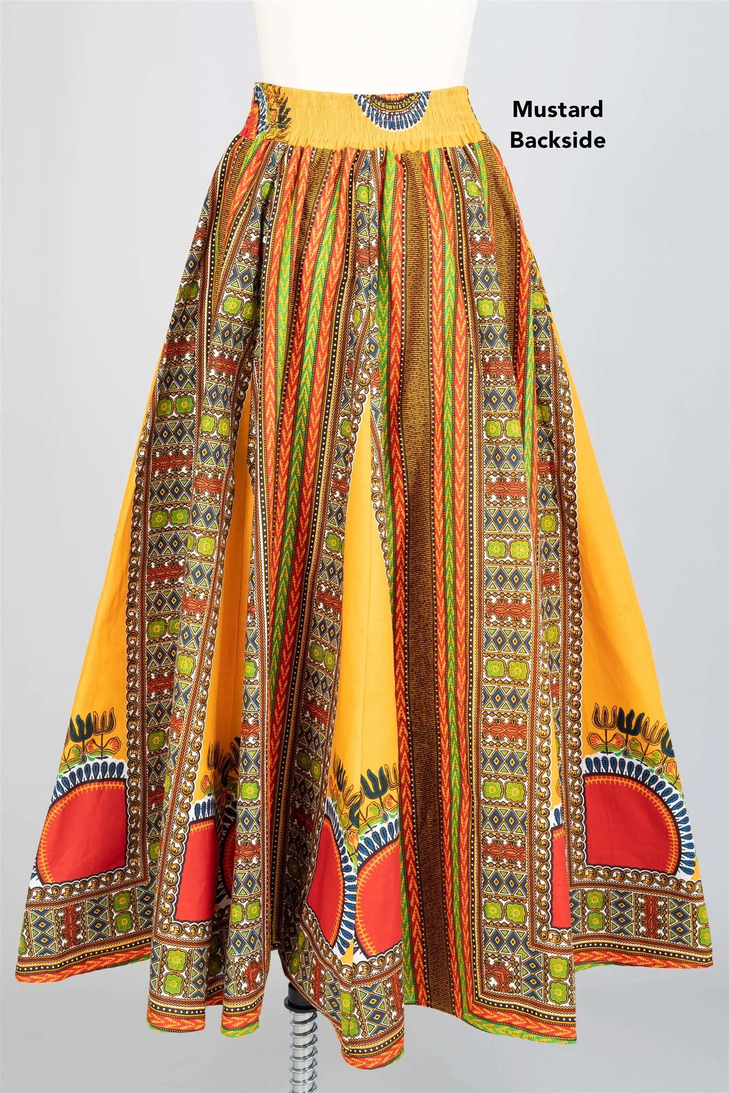 KaraChic 7001D Elastic Waist Dashiki Print Skirt    KaraChic 7001D Authentic African Dashiki Print Maxi Skirt