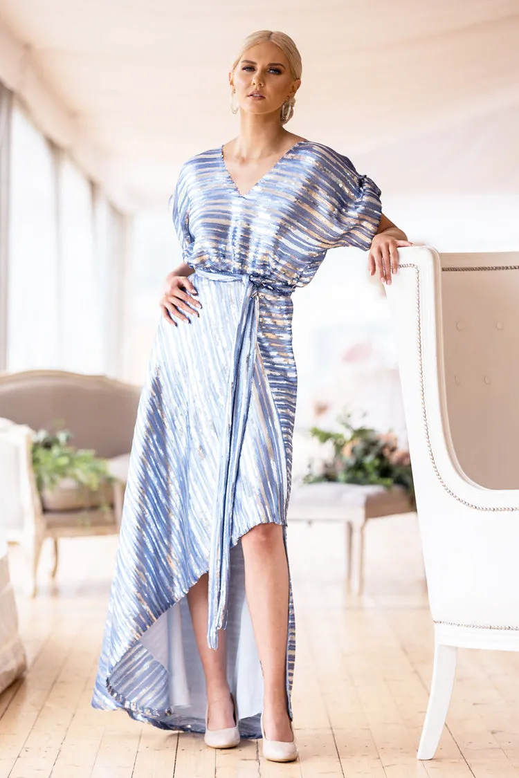 Kathryn Dress in Sky Stripe Sequin