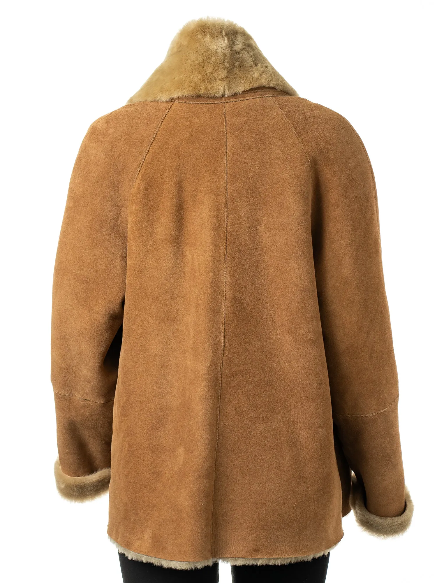 Ladies Relaxed Fit Cappuccino Shearling Sheepskin Jacket: Issy
