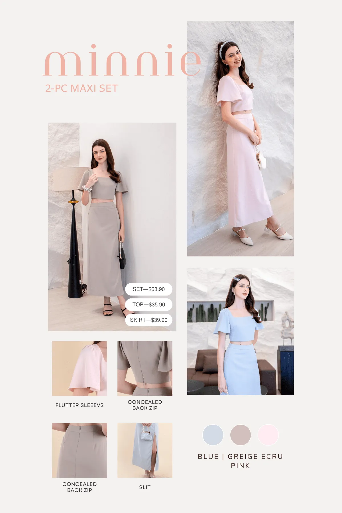 MINNIE FLUTTERS TOP IN BLUE