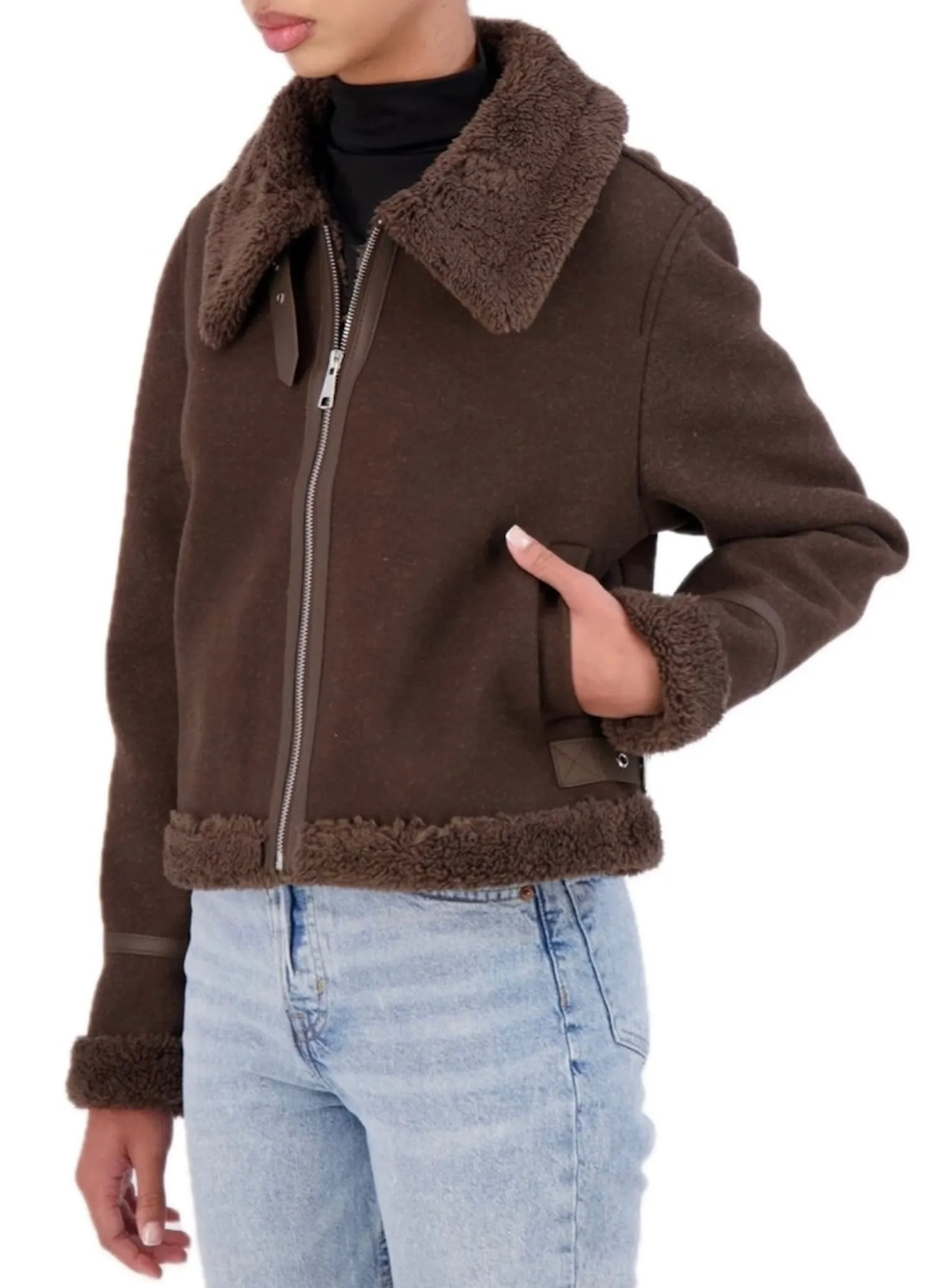 Ookie & Lala Cropped Vegan Cashmere faux shearling jacket