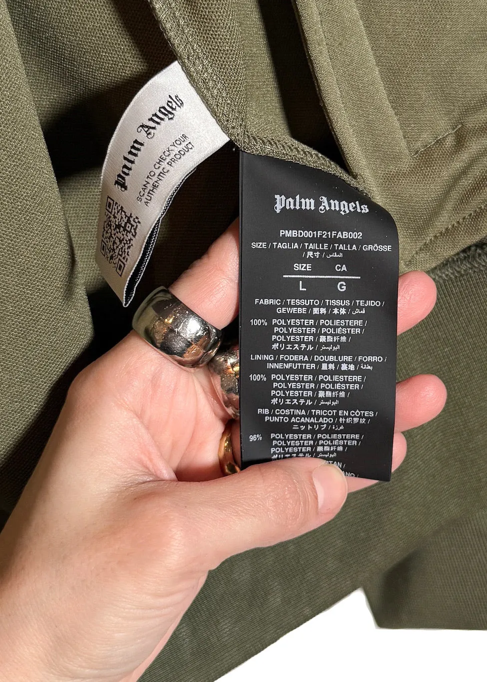 Palm Angels Khaki Green Logo Track Sweater
