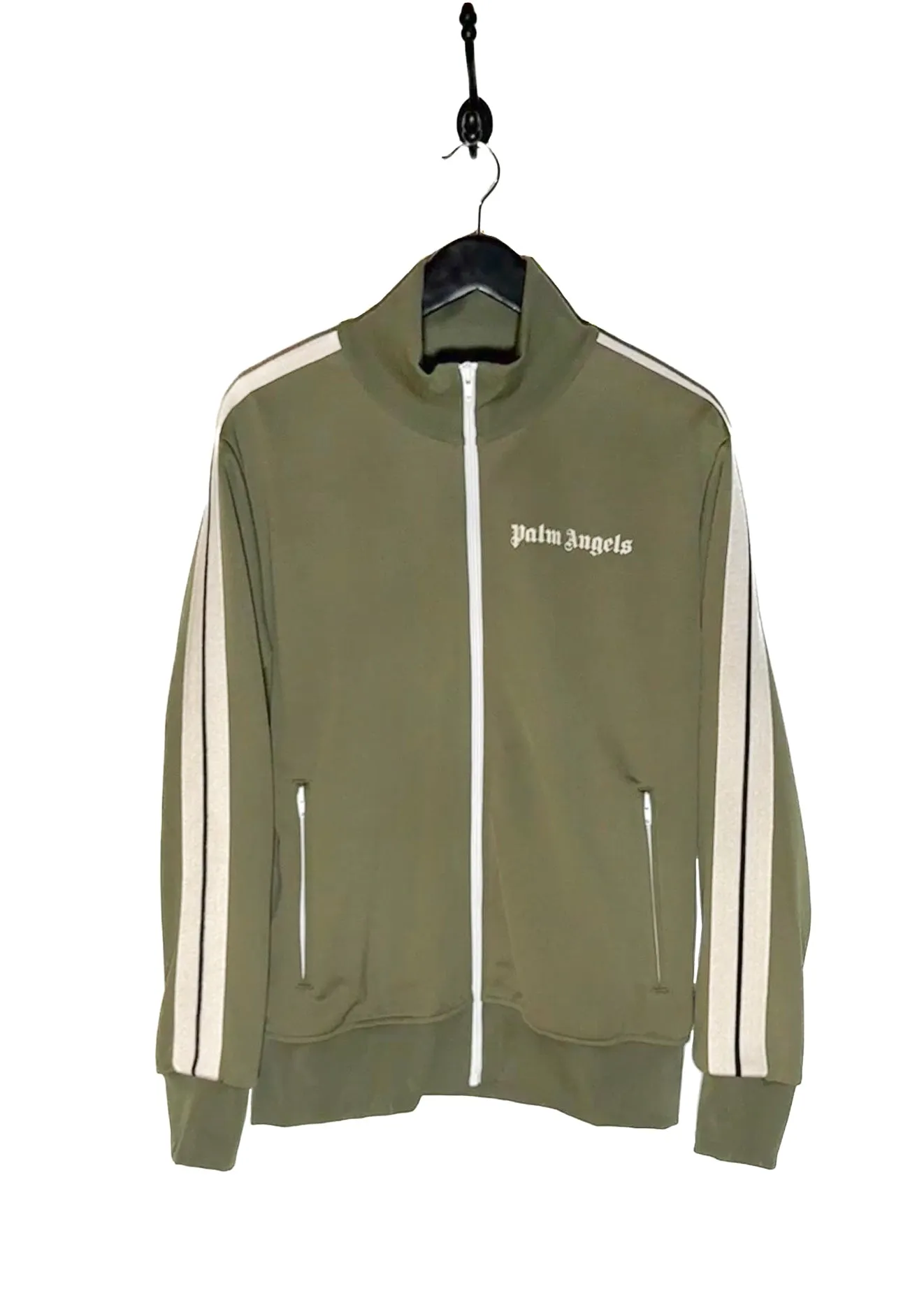 Palm Angels Khaki Green Logo Track Sweater