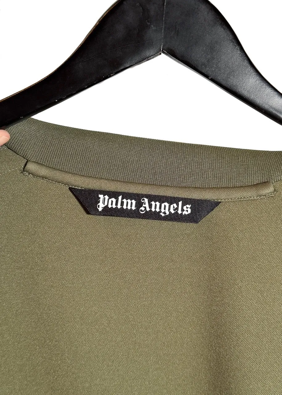 Palm Angels Khaki Green Logo Track Sweater