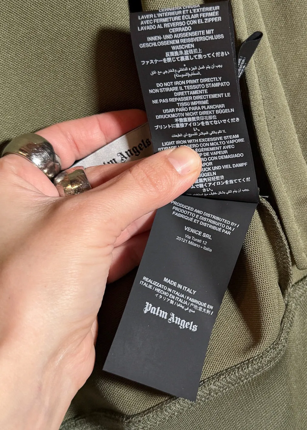 Palm Angels Khaki Green Logo Track Sweater