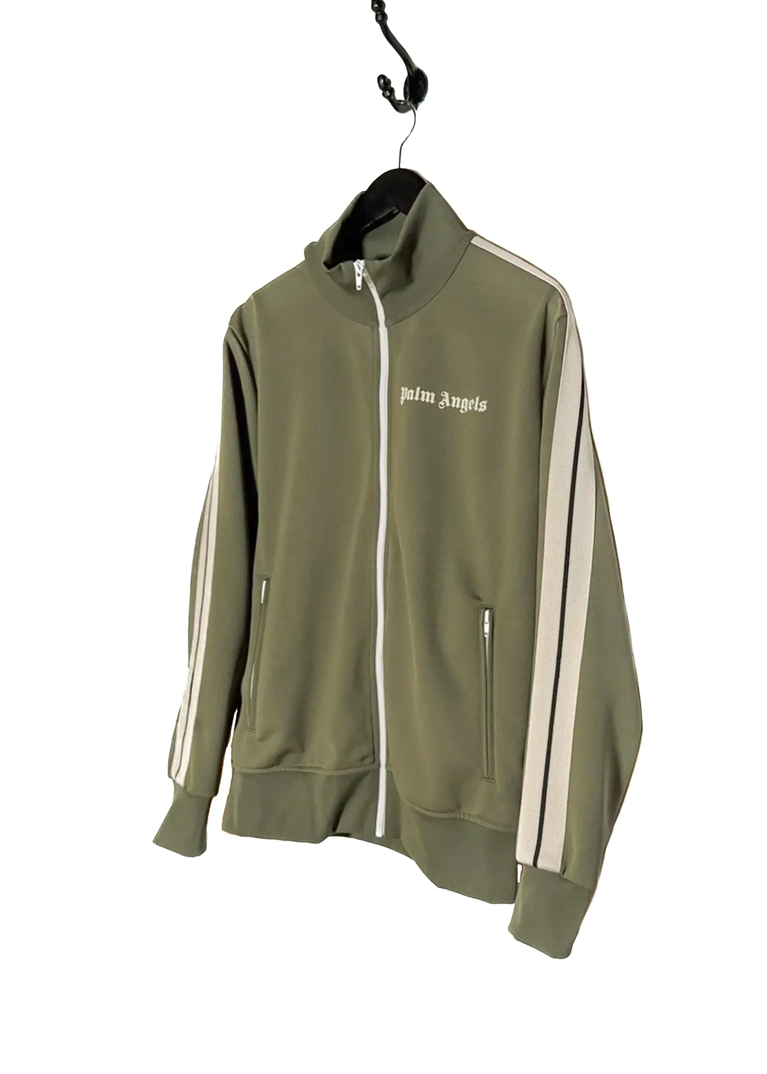 Palm Angels Khaki Green Logo Track Sweater